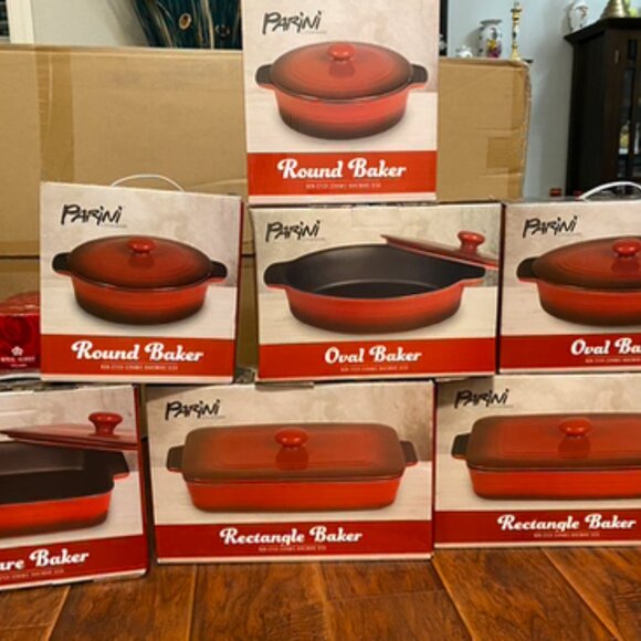 Ceramic 8" Round Baker with Lid Non-stick Bakeware Dish in Sealed Box - Picture 2 of 2